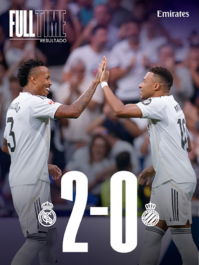 西甲:皇马2-0西班牙人 米利唐姆巴佩连轰世界波