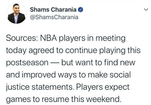 球员已开会决定继续季后赛!