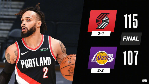 <a href=/lanqiubs/blazers/ target=_blank class=infotextkey>开拓者</a>115-107战胜<a href=/lanqiubs/lakers/ target=_blank class=infotextkey>湖人</a>