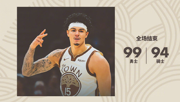 残阵勇士99-94险胜骑士，库明加10中1，斯潘塞19+7，米切尔29分