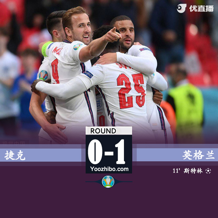英格兰1-0捷克 斯特林中柱+头球破门