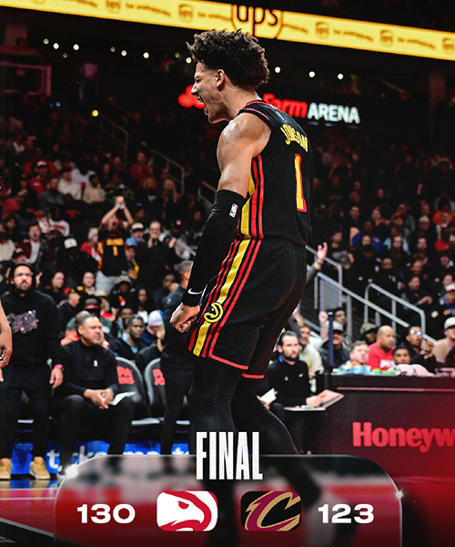 NBA杯-老鹰130-123力克骑士,杰伦29+12+12,沃克28分