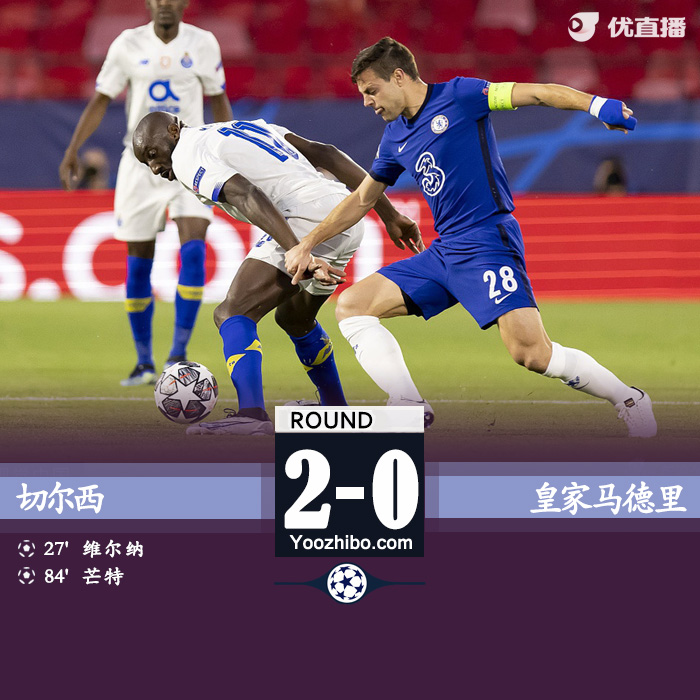 切尔西2-0总分3-1淘汰皇马进决赛 维尔纳破门芒特建功