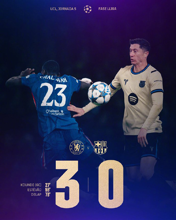 欧冠-切尔西3-0大胜巴萨 埃斯特旺一条龙 德拉普建功