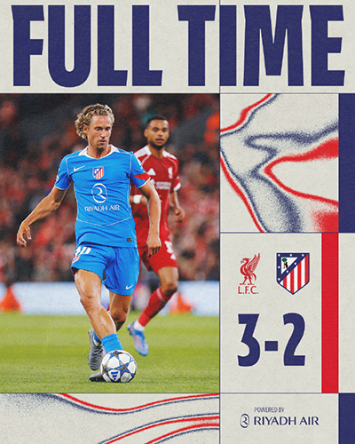 欧冠:利物浦3-2马竞 范迪克补时绝杀 萨拉赫传射