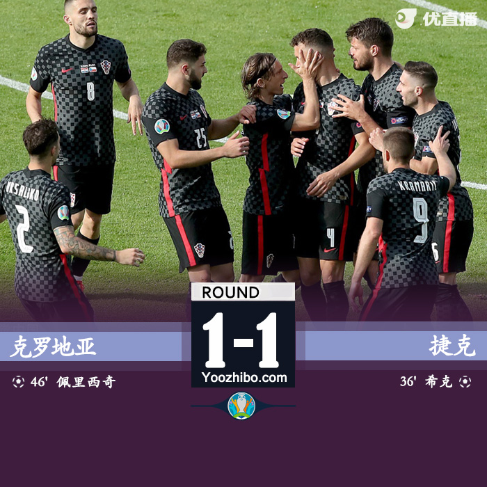 克罗地亚1-1捷克 希克点射佩里西奇扳平