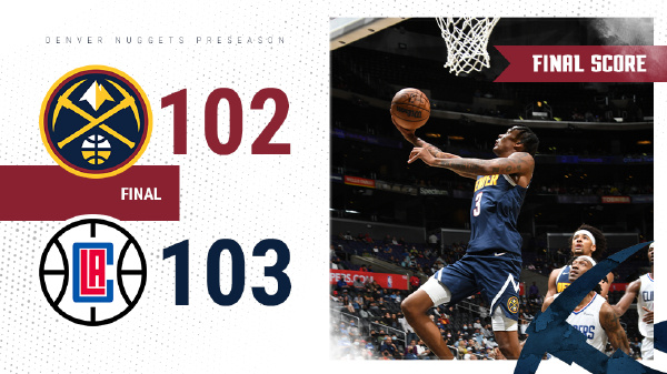 掘金102-103不敌快船 曼恩14+8+5 小波特23+7 海兰德19分